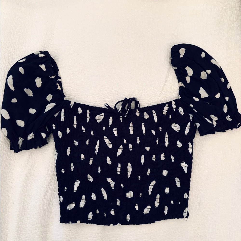 Wilfred Navy/White Patterned Top